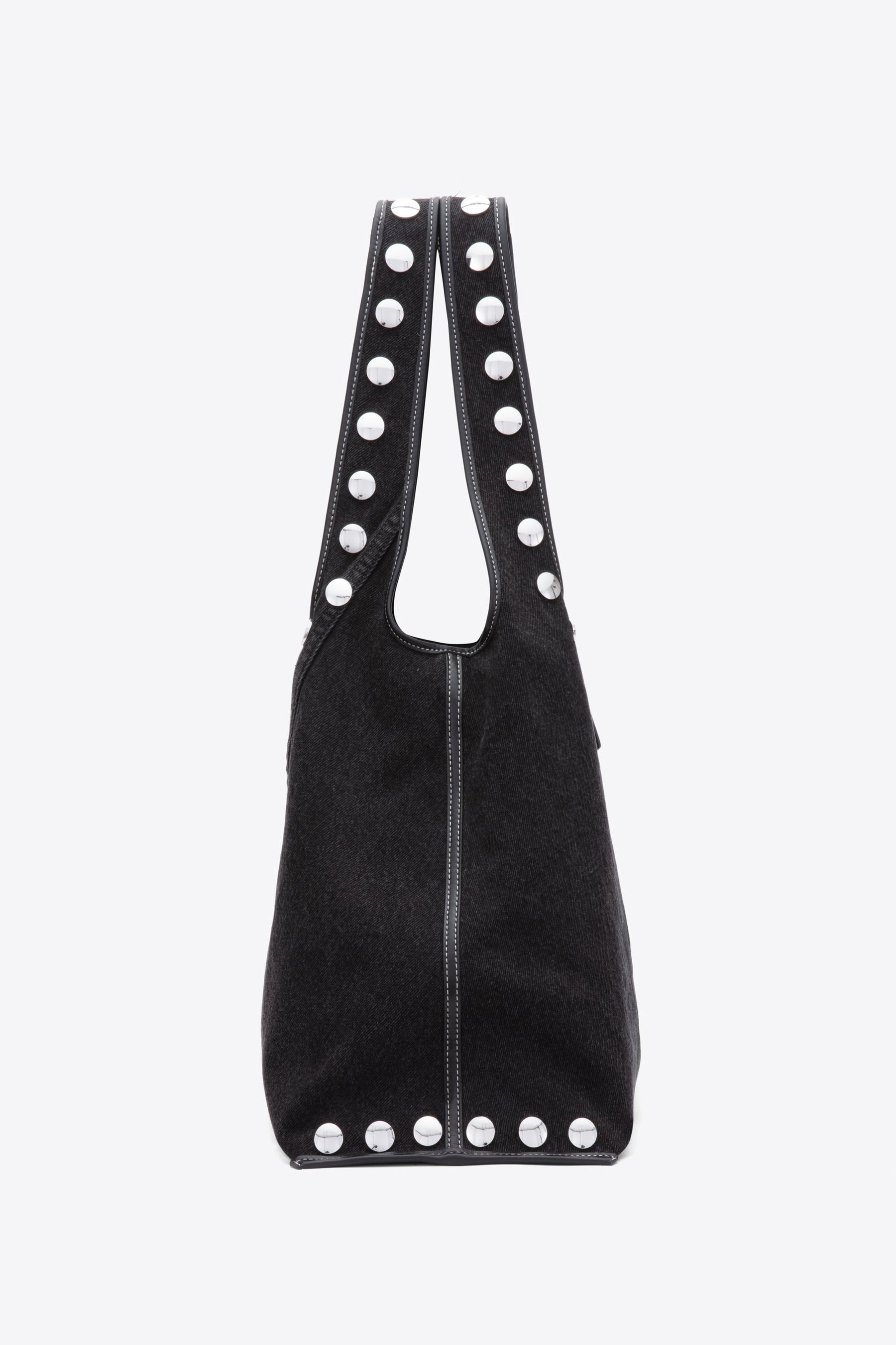 Denim Market Tote with Studs - 3