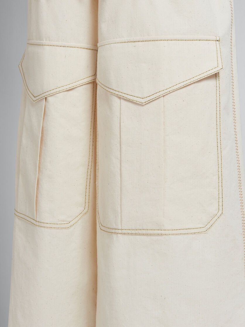 LIGHT BEIGE ORGANIC TOILE HYBRID CARGO PANTS WITH MARNI MENDING - 5