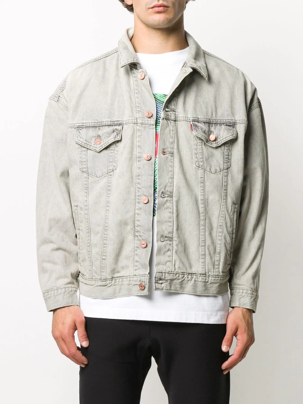 rear embroidery denim jacket - 4