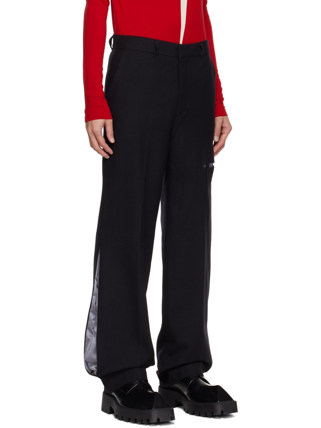 Black Cutout Trousers - 2