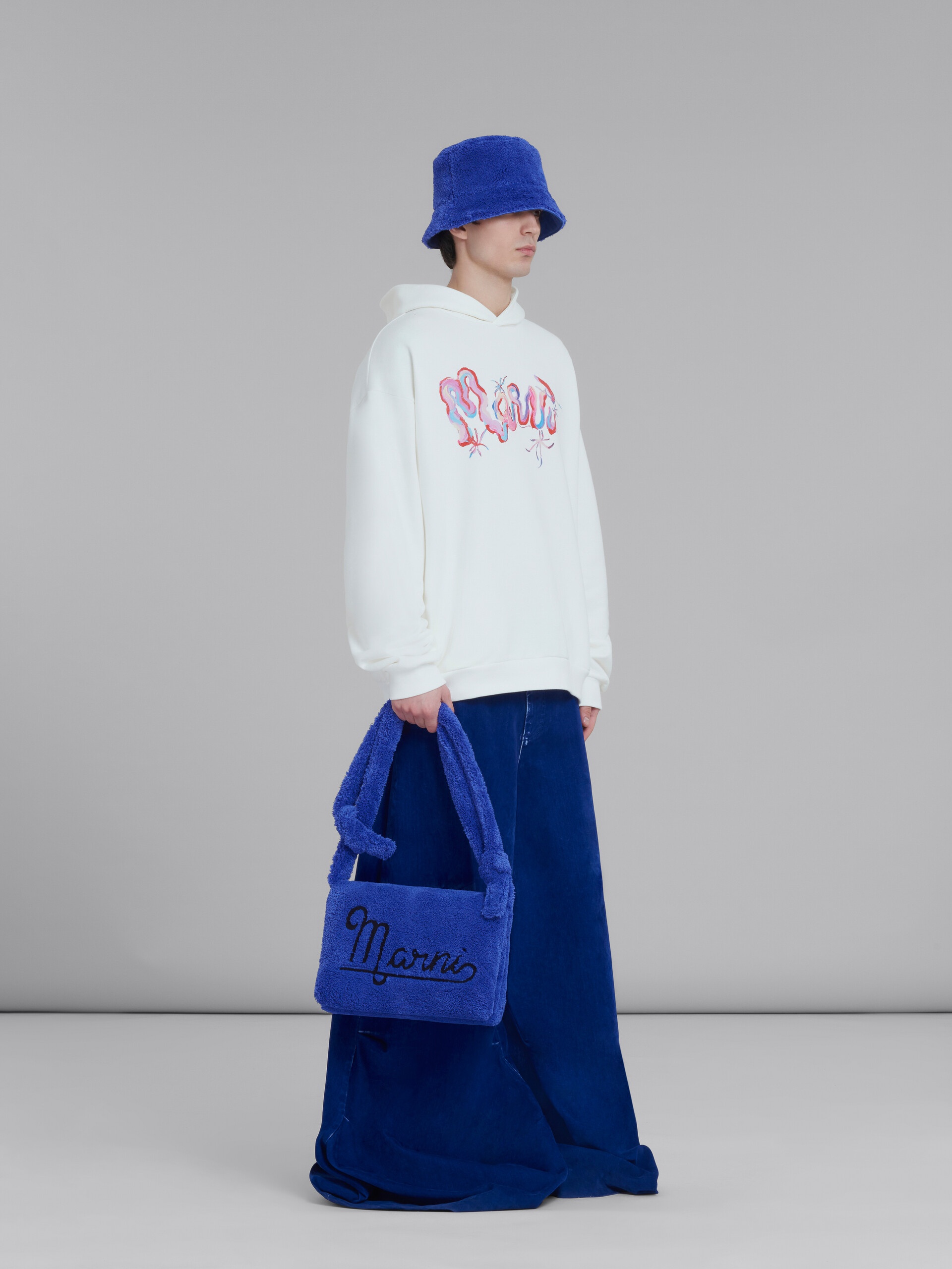 WHITE COTTON HOODIE WITH MARNI PRINT - 5