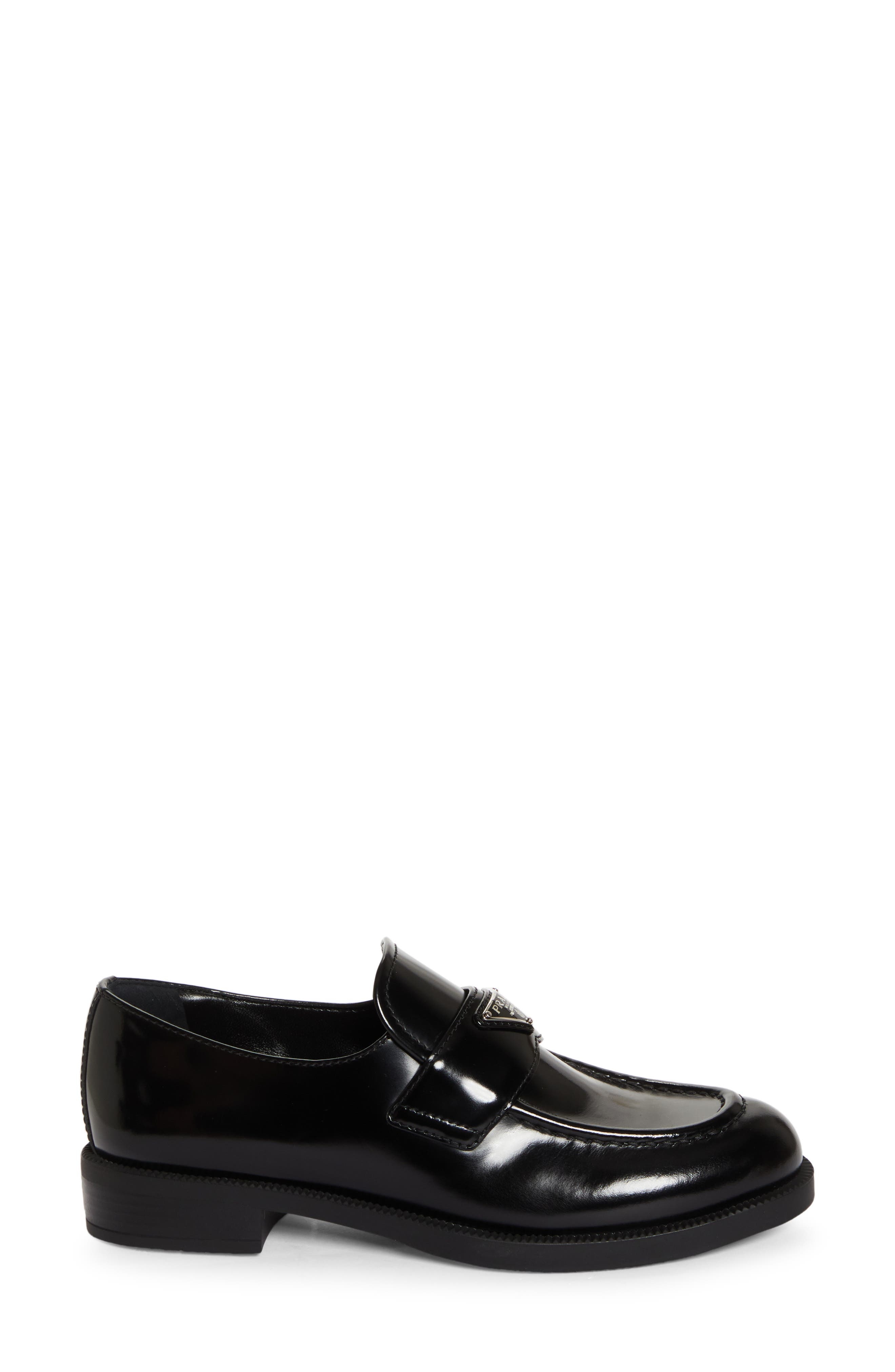Prada Triangle Logo Patent Leather Loafer in Nero at Nordstrom - 3