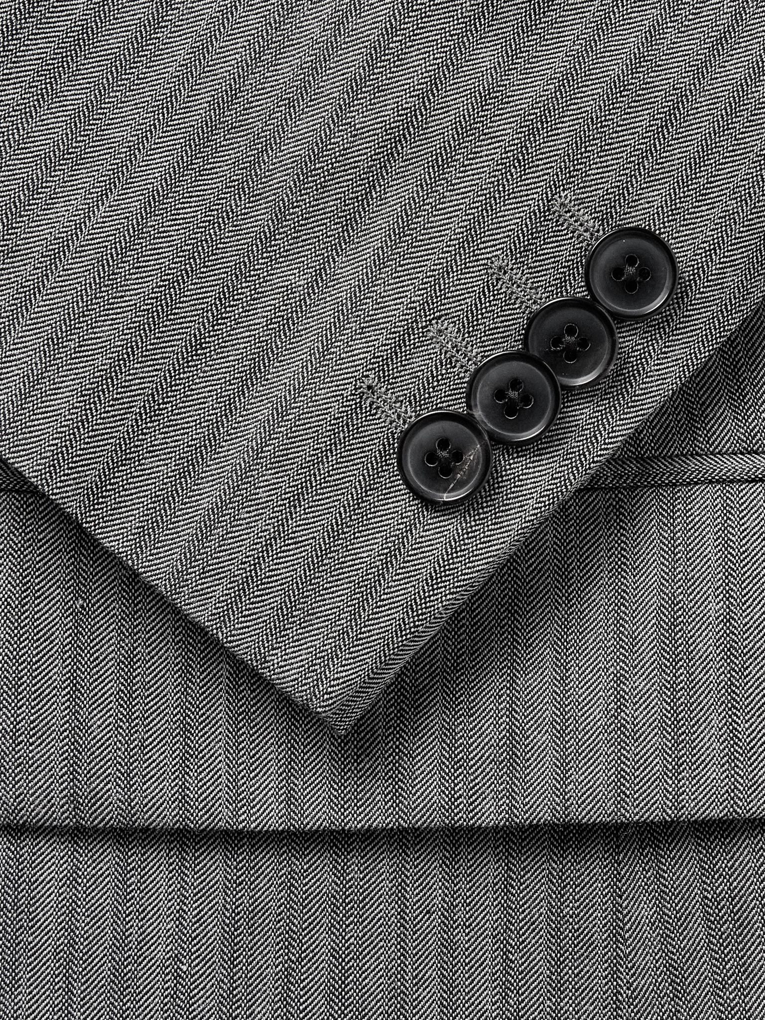 Slim-Fit Herringbone Suit Jacket Gray - 4
