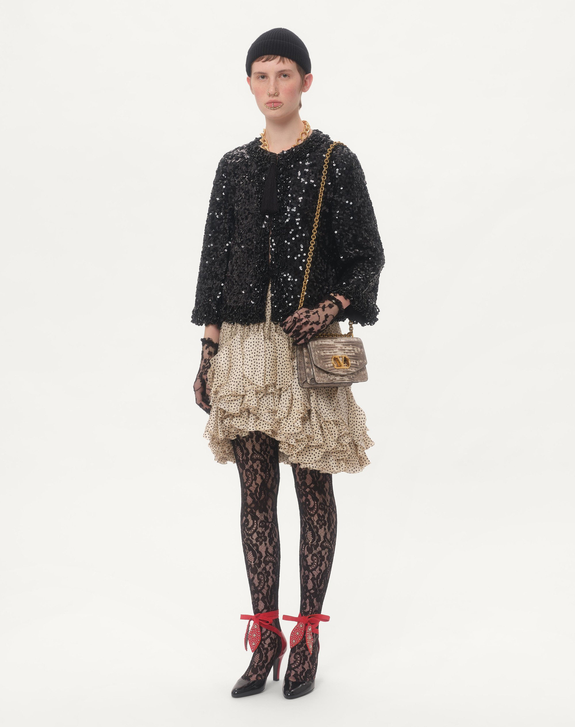 VALENTINO GARAVANI VAIN SMALL SHOULDER BAG IN TEJUS - 2