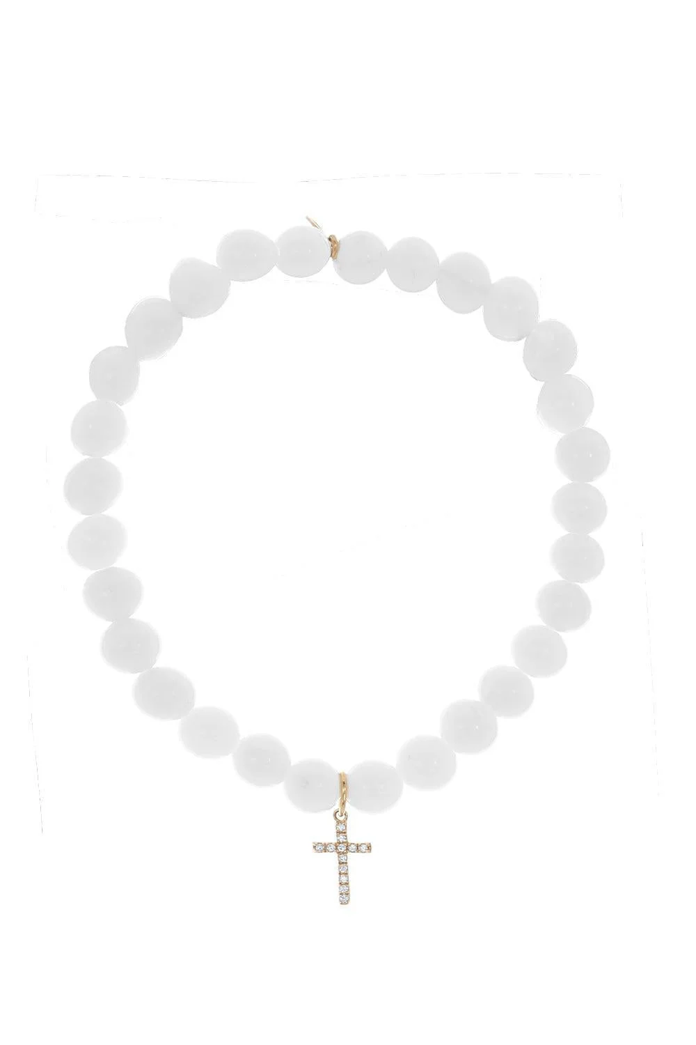 Small Cross White Clam Charm Bracelet - 1