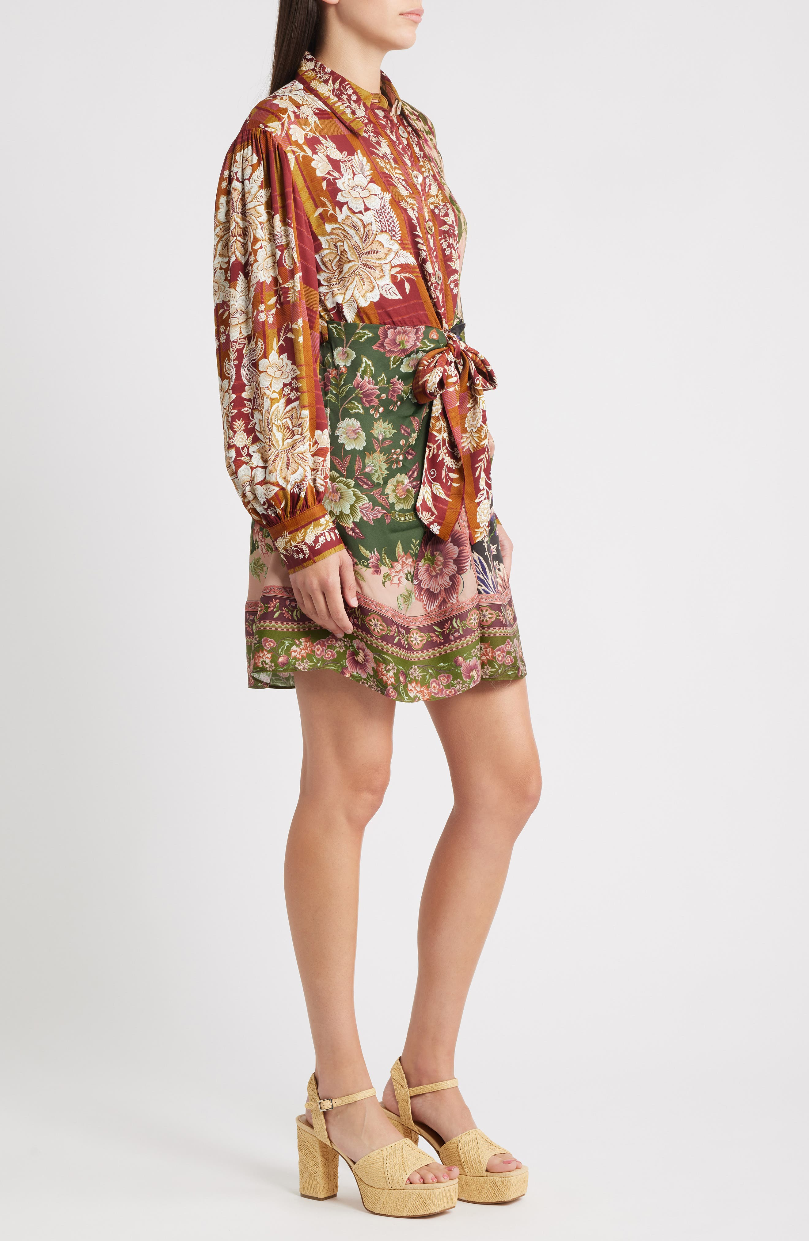 FARM Rio Winter Garden Long Sleeve Minidress in Winter Garden Mix at Nordstrom - 3