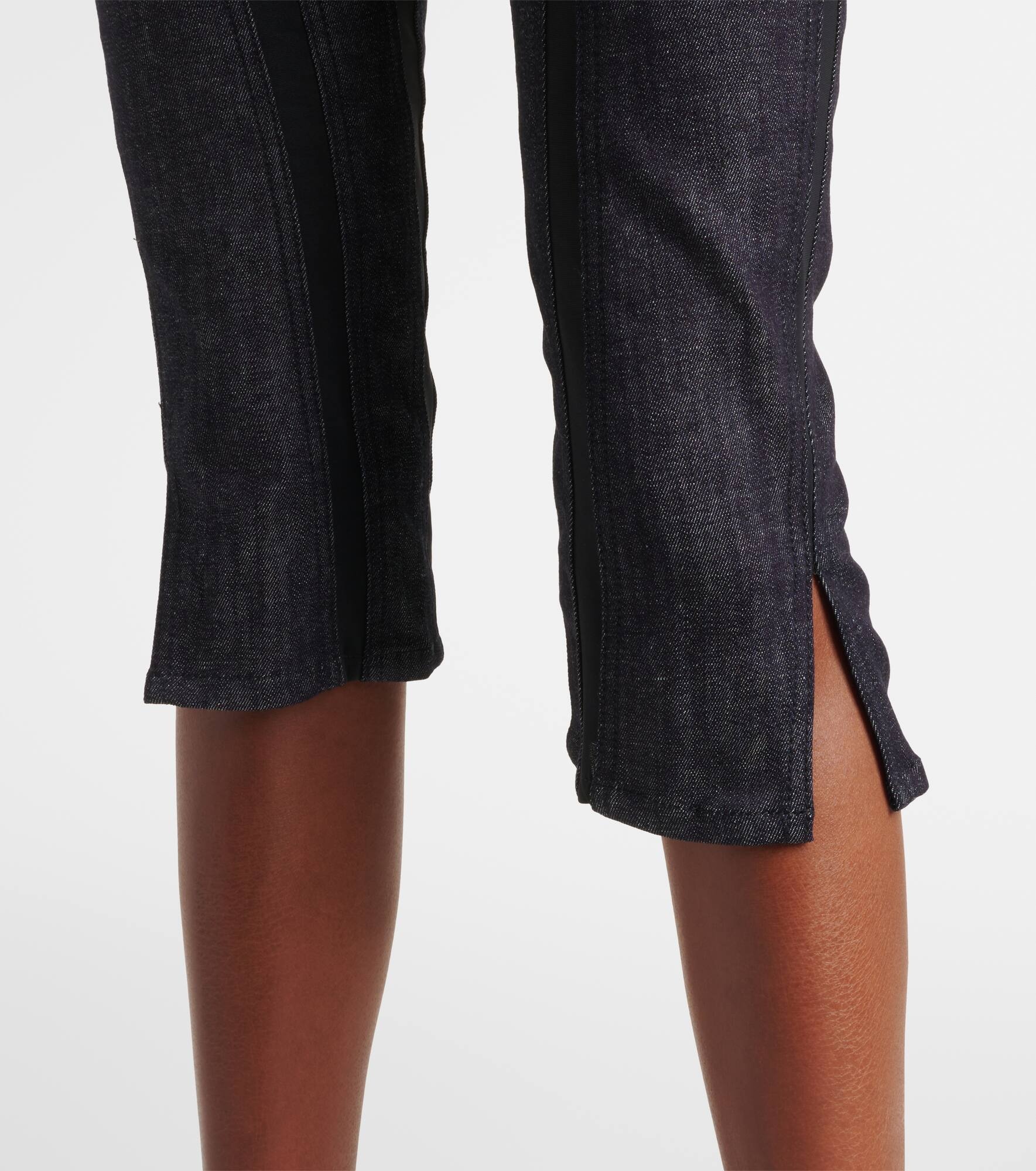 Mesh-trimmed denim capri pants - 6