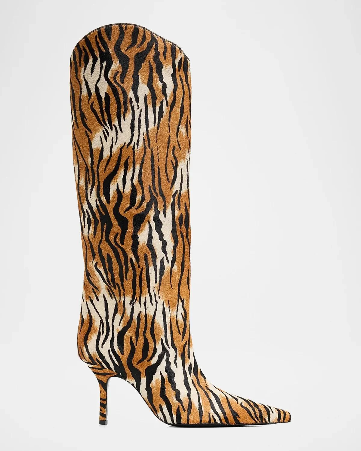 Mary Ellen 85MM Tiger-Print Goat Hair Boots - 1