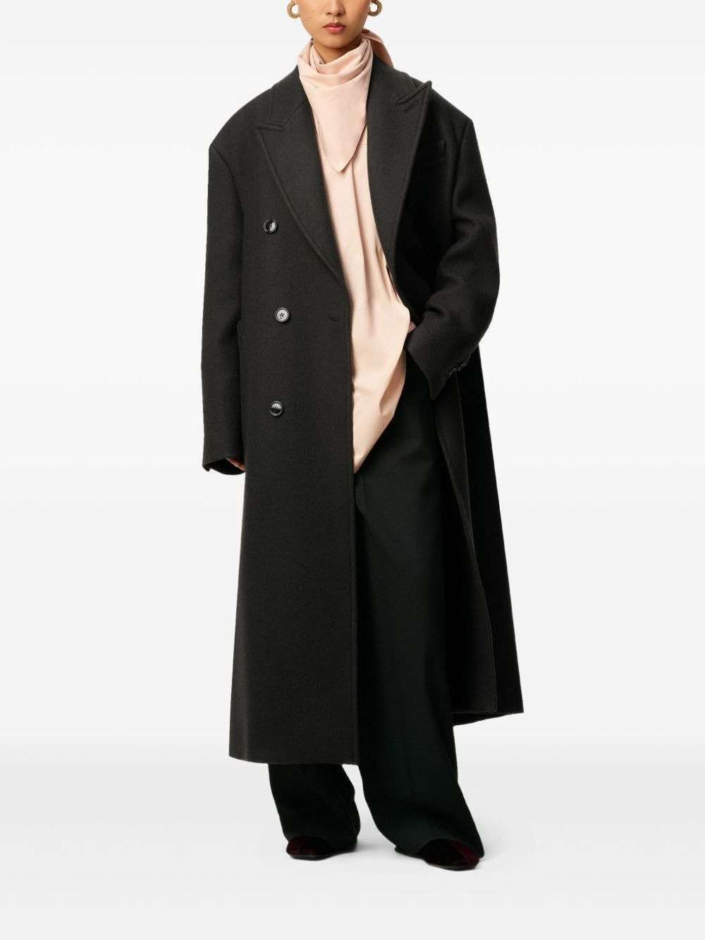 double-breasted wool coat - 2