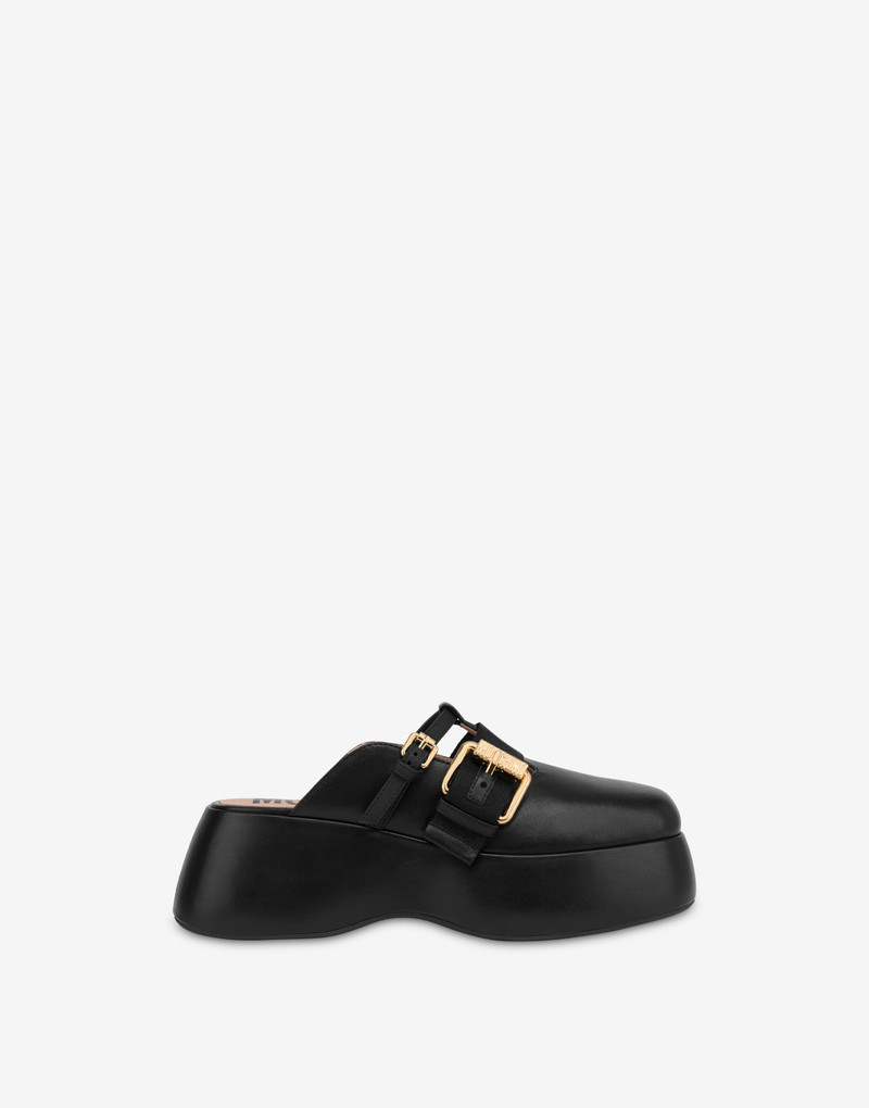 NAPPA LEATHER PLATFORM MULES WITH BUCKLES 2