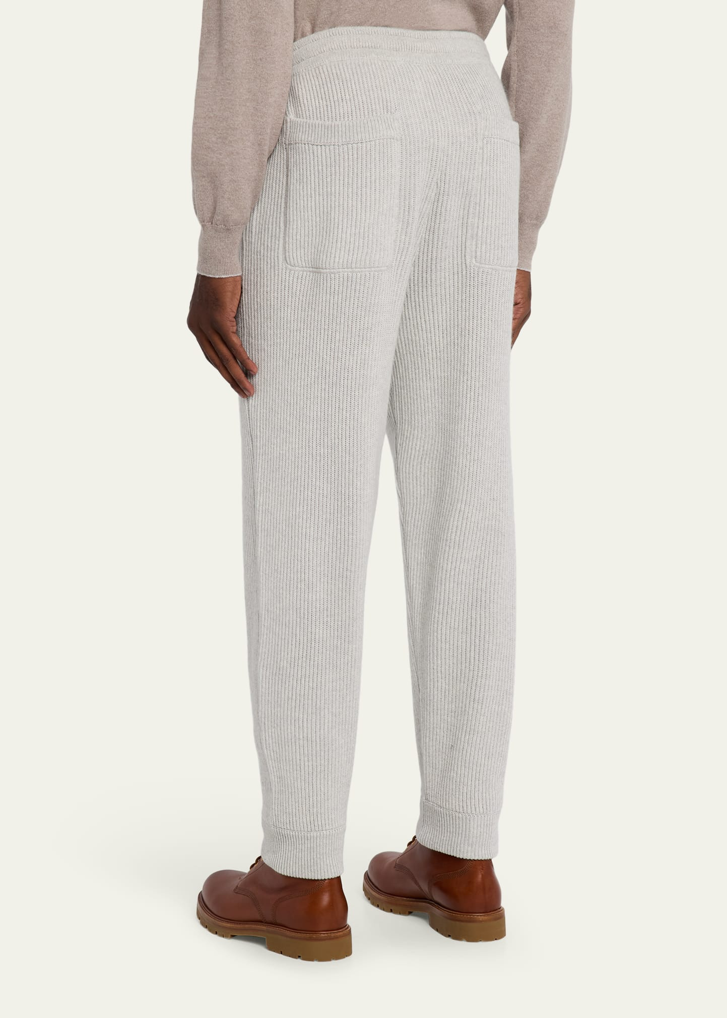 Men's Cashmere Rib Drawstring Pants - 3