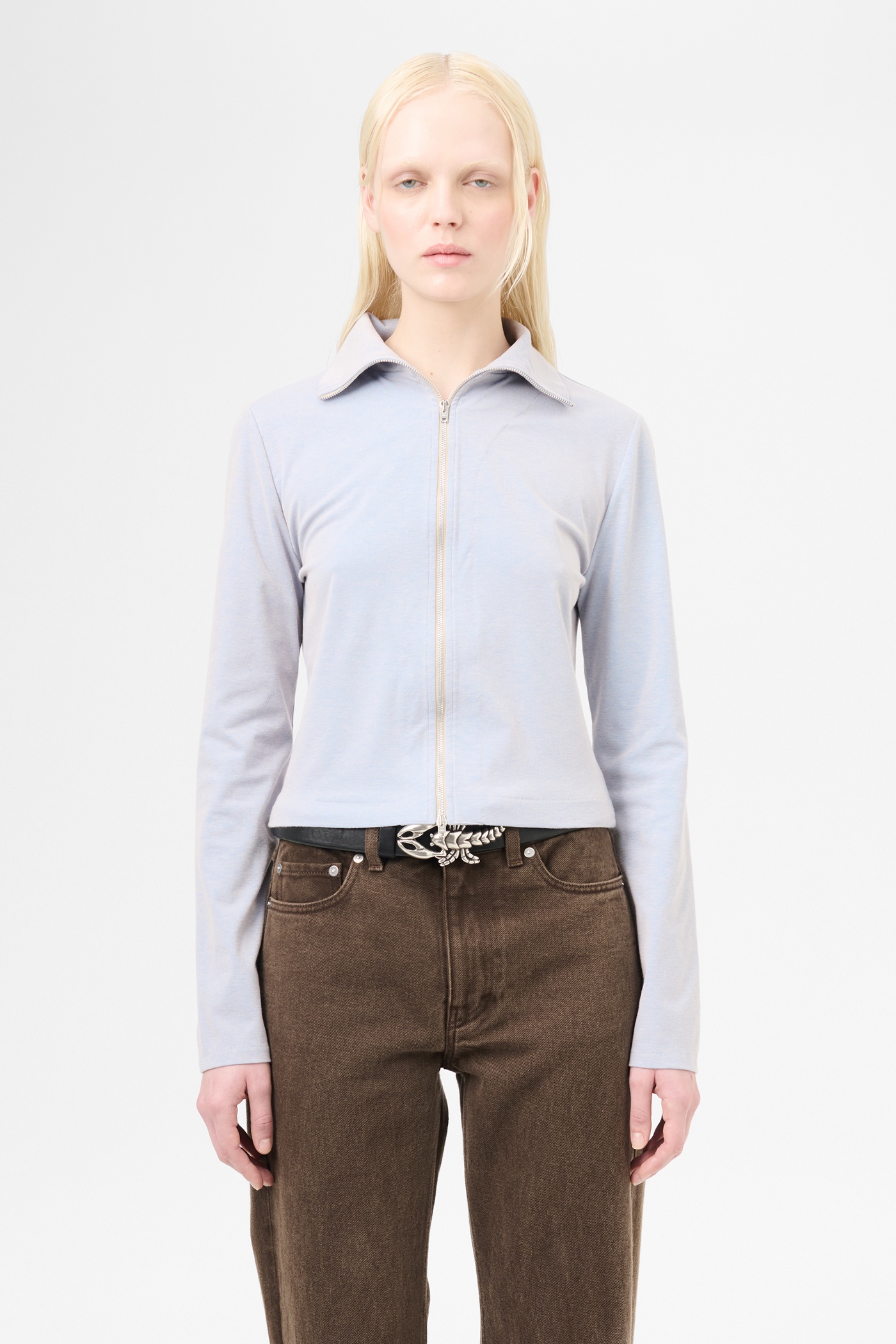 Slim Zip Longsleeve Solaro Blue Micro Rib - 3