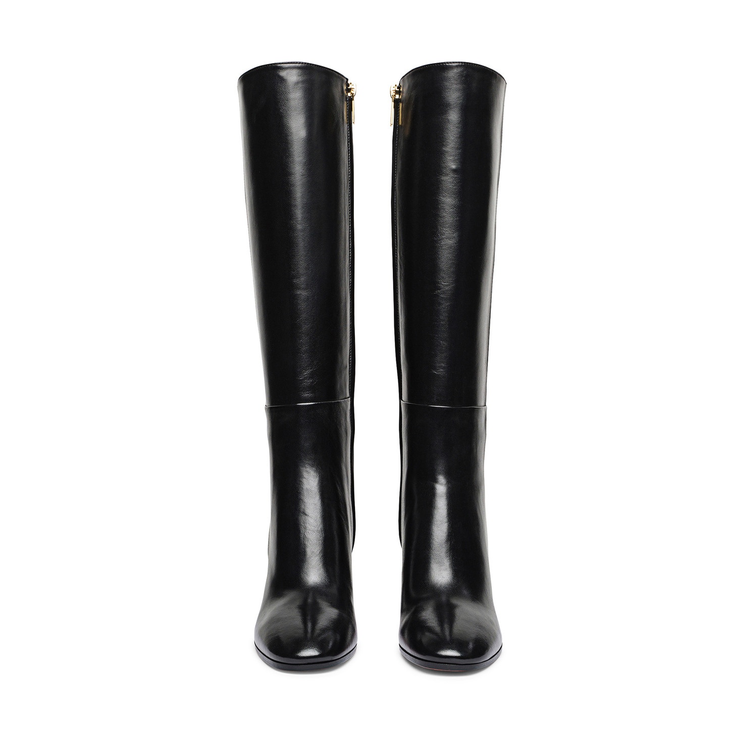 Women's black leather high-heel boot - 4