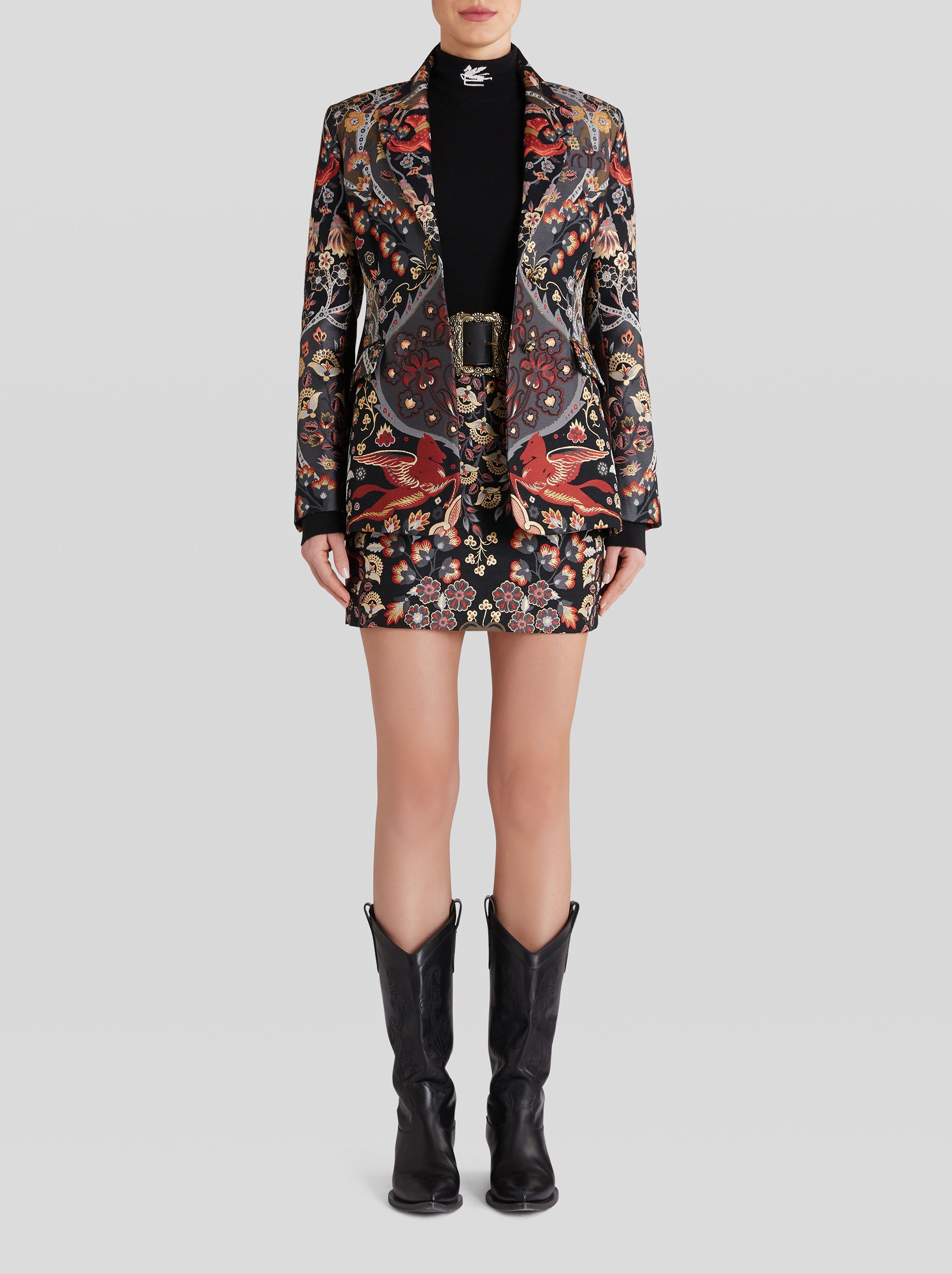 JACQUARD JACKET WITH FLORAL PATTERN AND PEGASO - 4