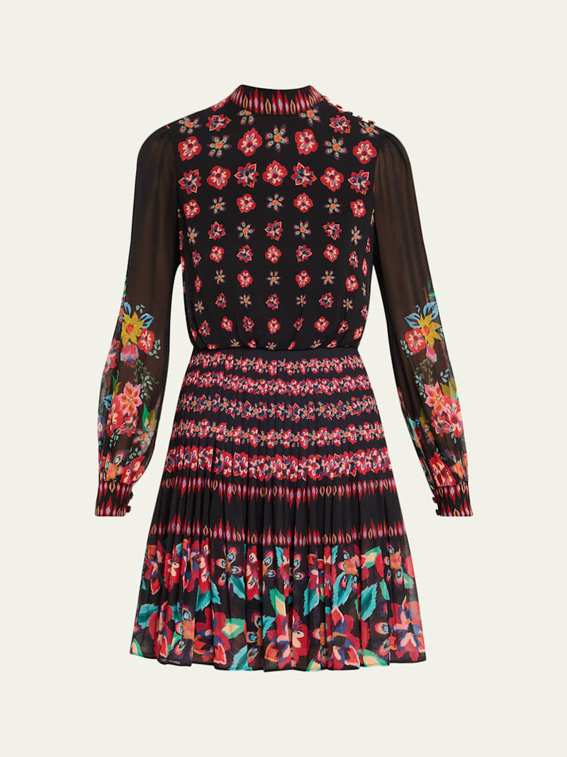 Isa Floral Silk Short Dress 1