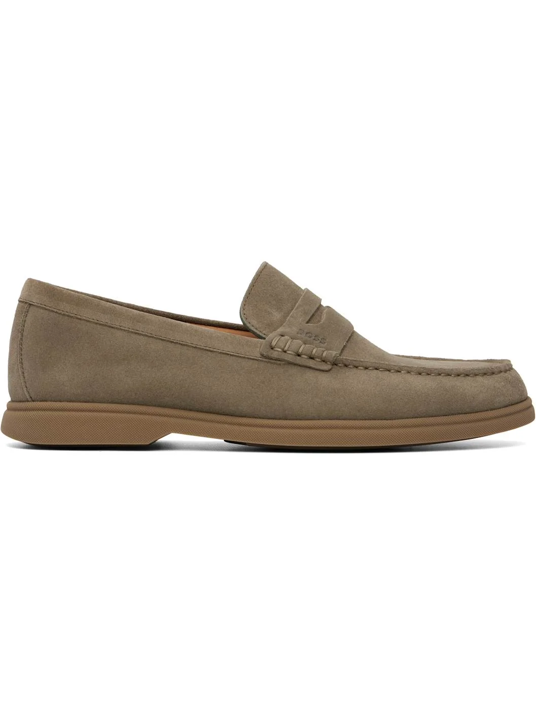 Khaki Suede Logo Penny Trim Loafers - 1
