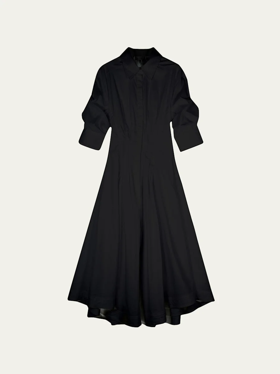 Jazz Core Cotton Poplin Pintuck Midi Dress - 1