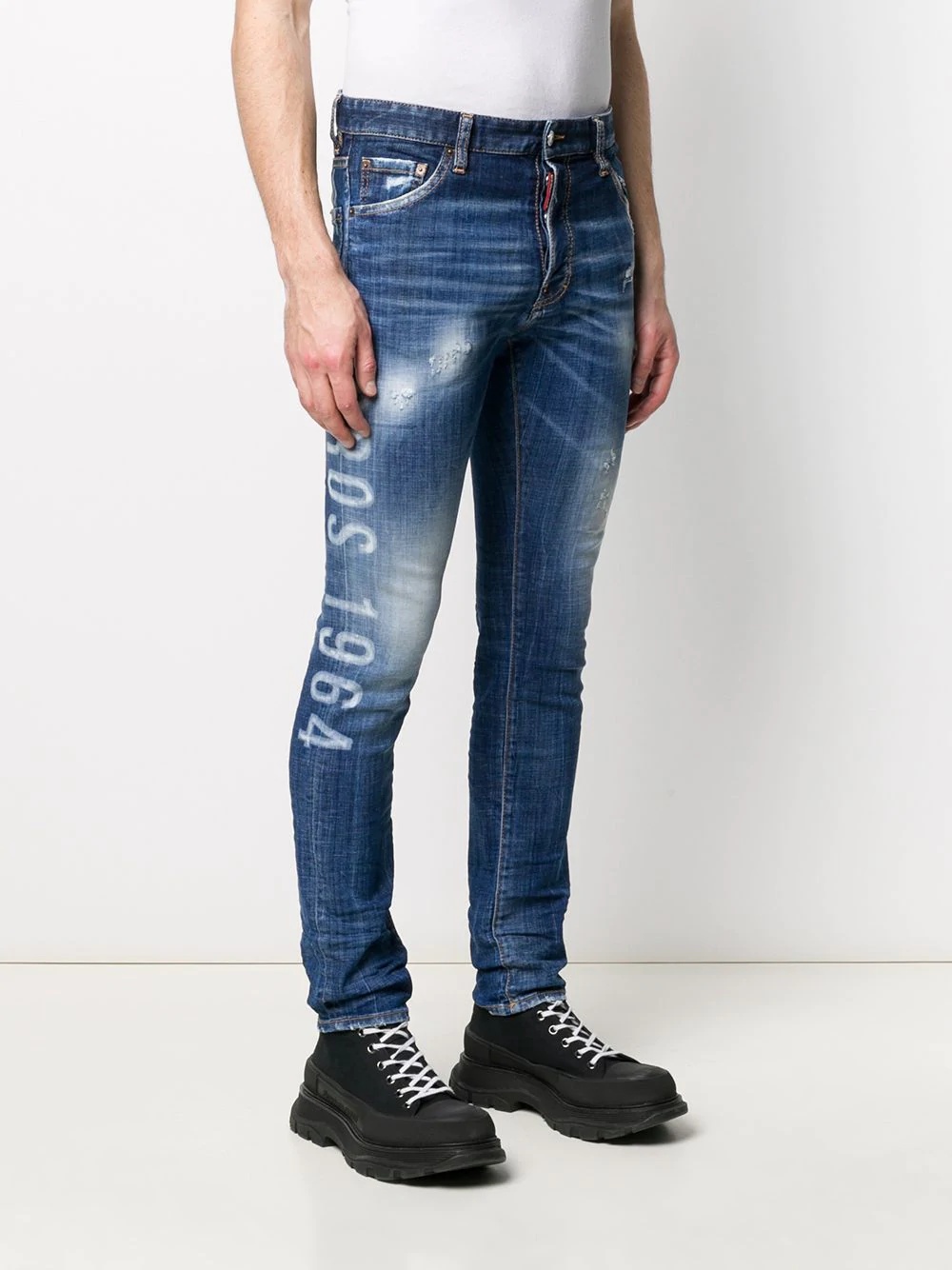 stenciled-print skinny jeans - 3