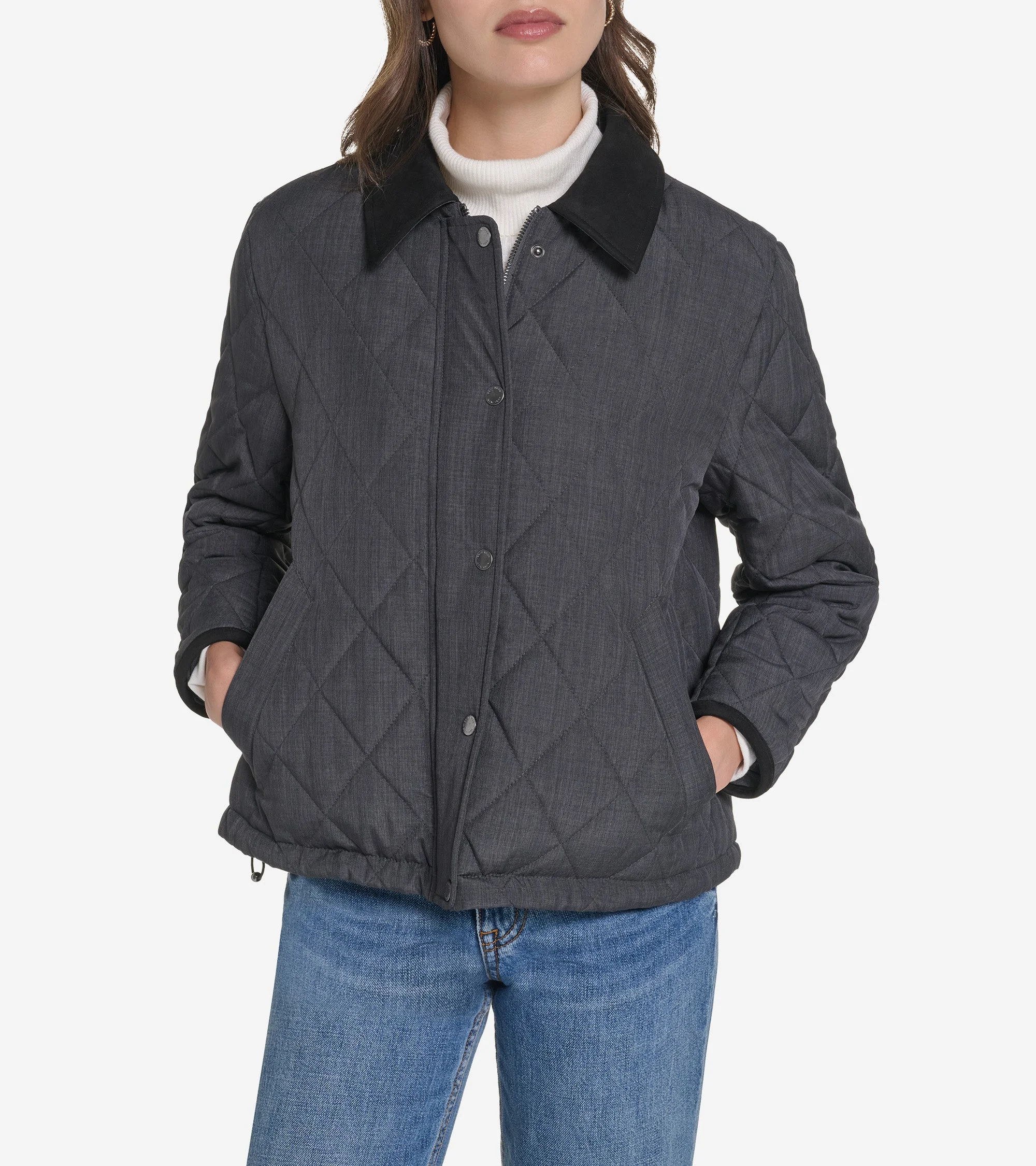 Women's Cross-Hatch Quilt Cropped Jacket - 1