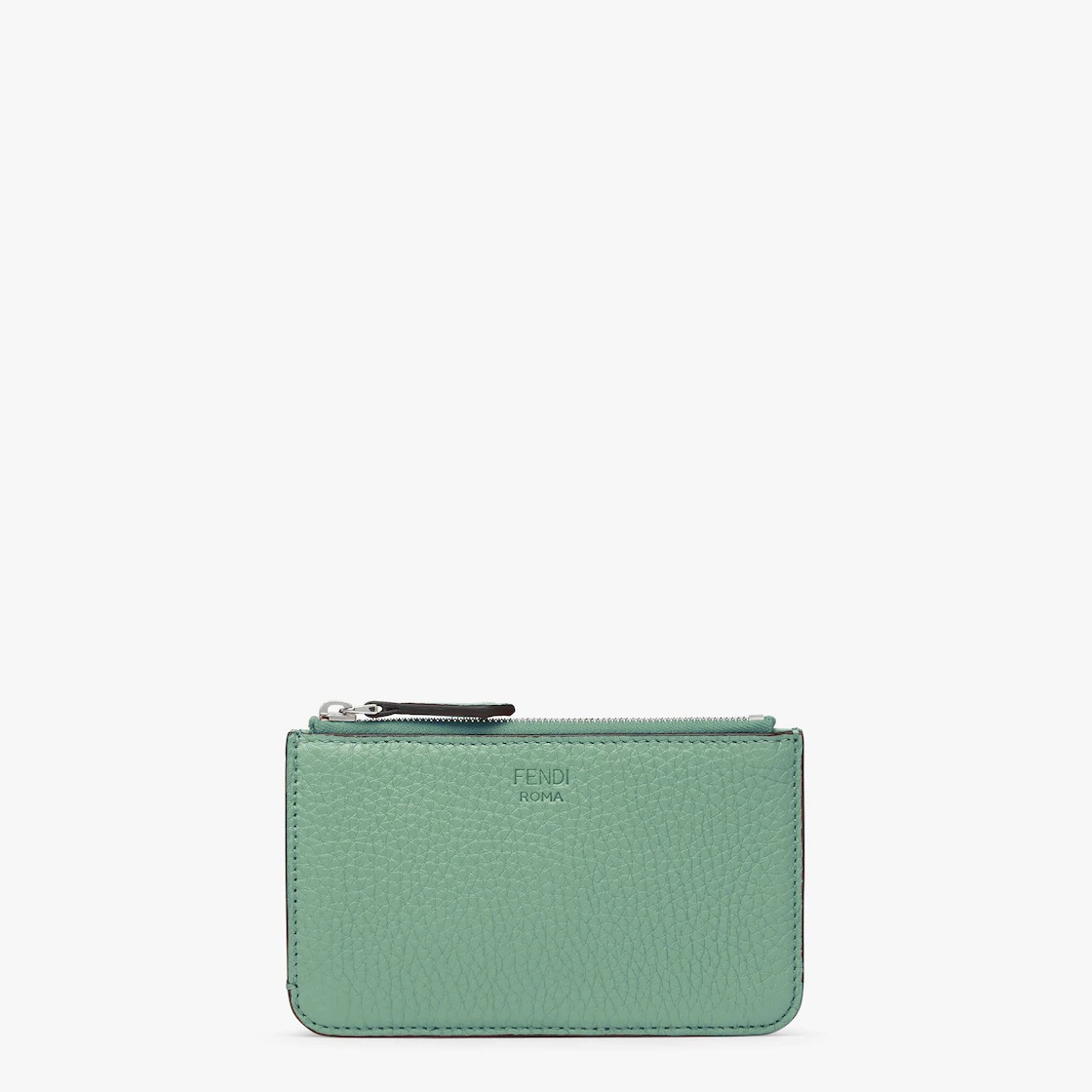 Fendi Roma key pouch with gusseted sides. The back features four card slots. Inside there is a pull- - 1