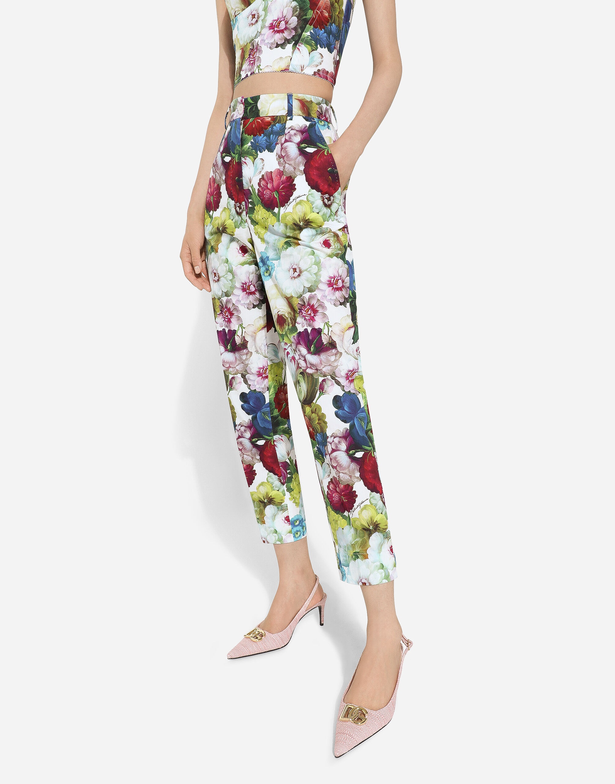 Cotton pants with nocturnal flower print - 4