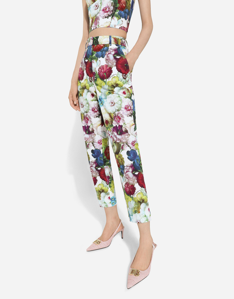 Cotton pants with nocturnal flower print 4