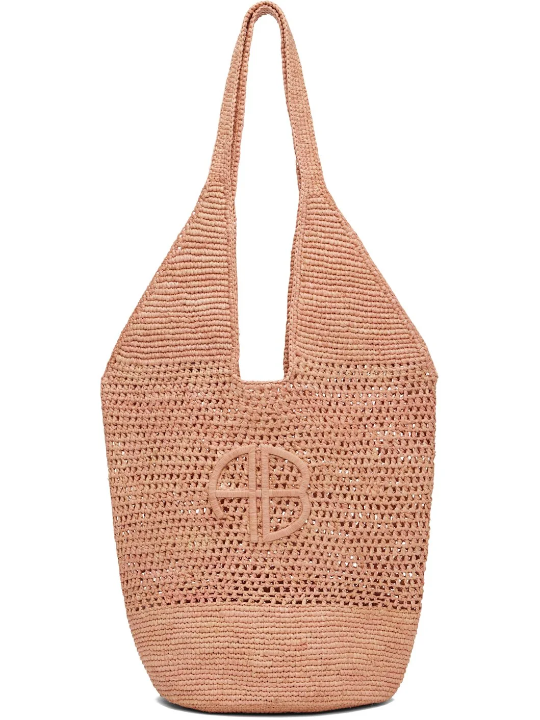 Pink Leah Logo Raffia Bag - 1