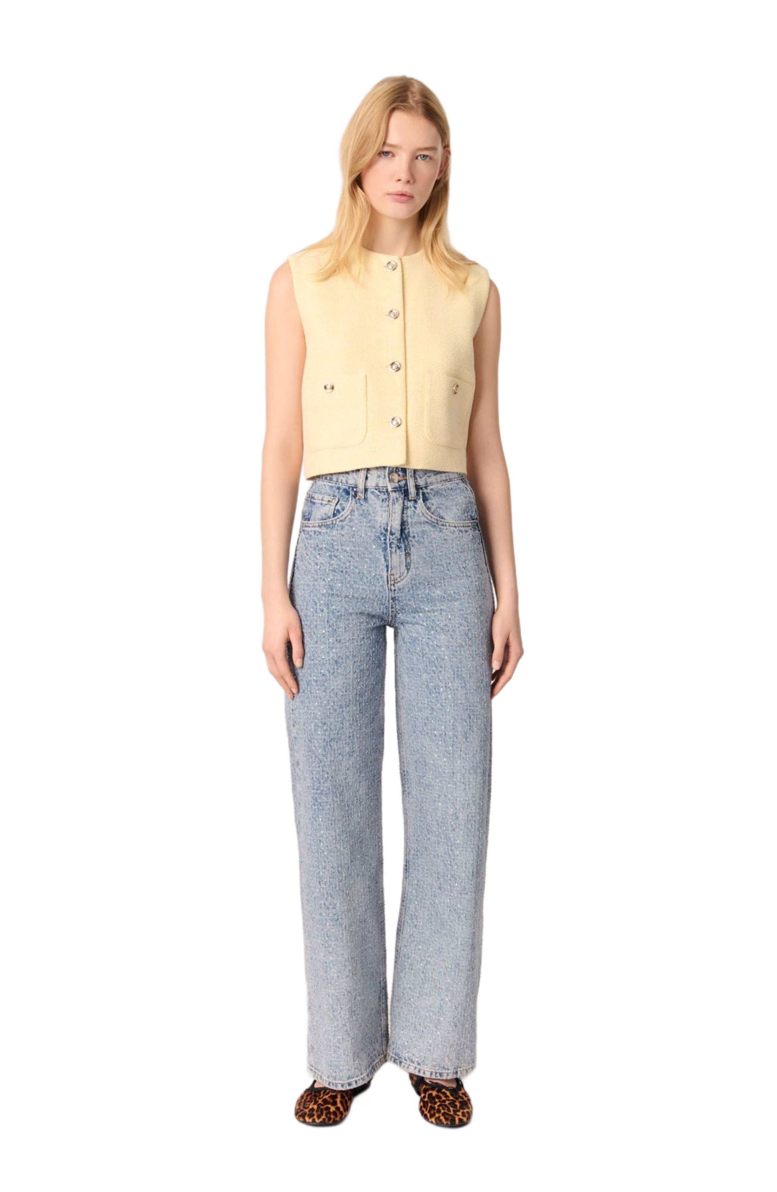 maje Rhinestone XL jeans in Blue at Nordstrom - 9