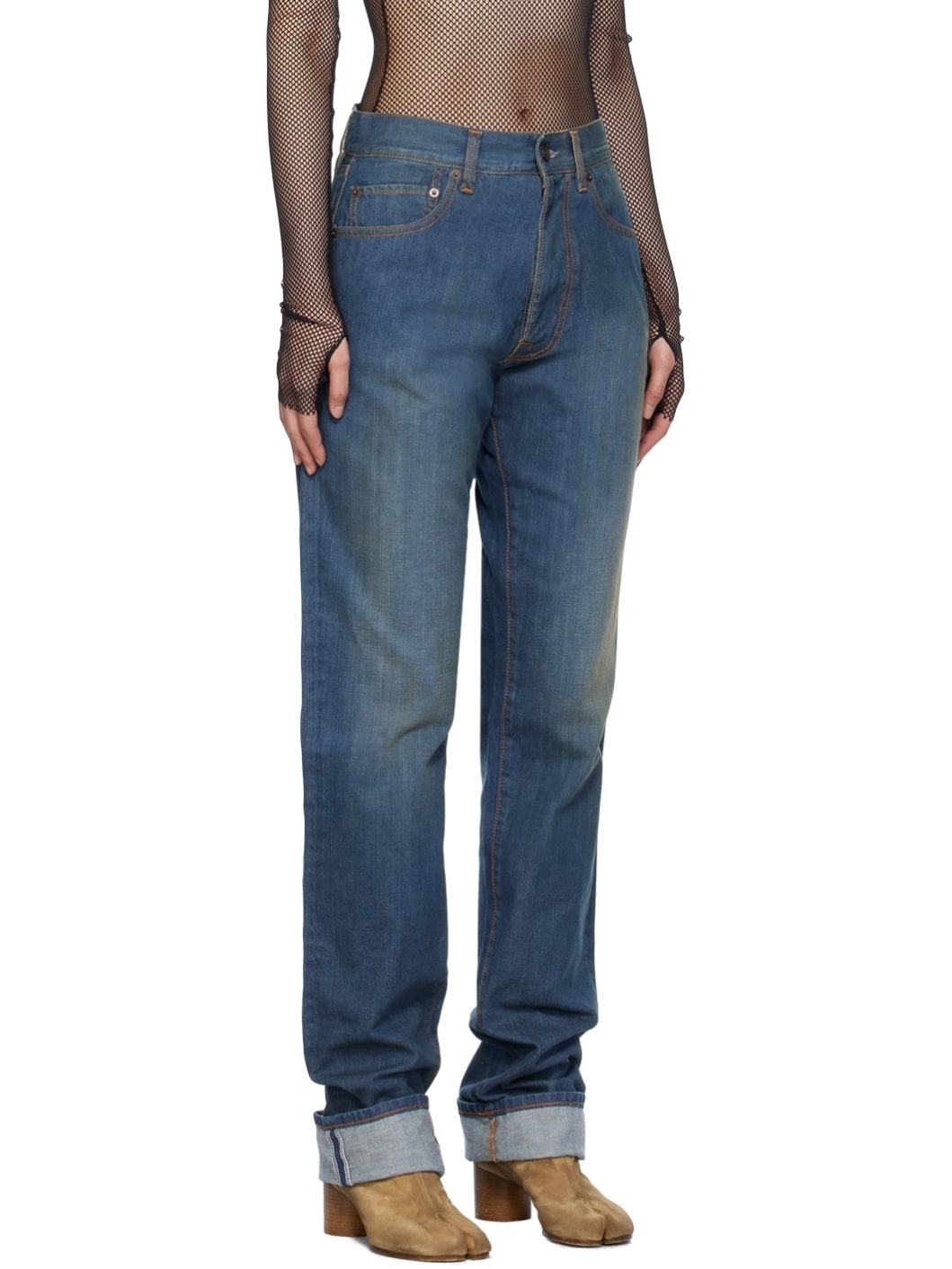 Blue Turn-Up Jeans - 2