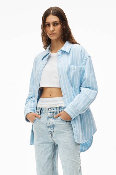 Alexander Wang PADDED SHIRT JACKET IN STRIPED COTTON outlook