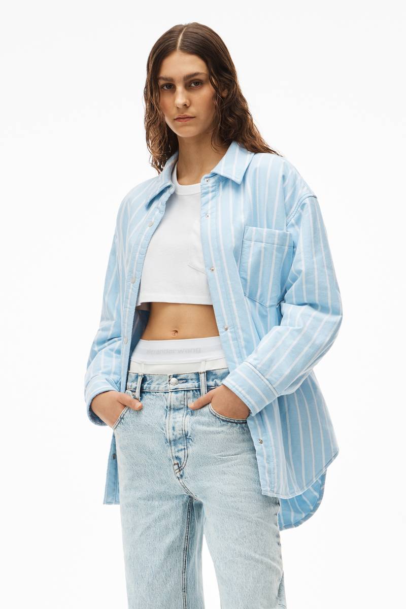 Alexander Wang PADDED SHIRT JACKET IN STRIPED COTTON outlook