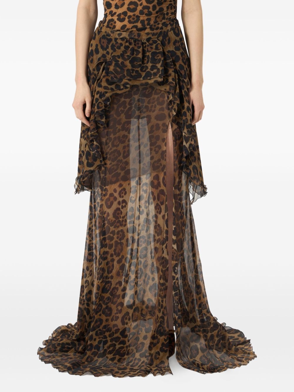 printed ruffled-detail skirt - 3