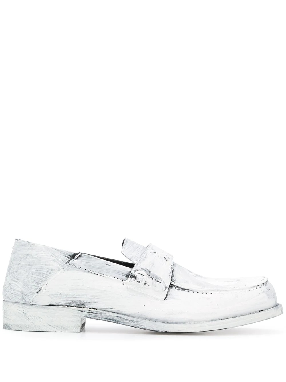 paint-effect leather loafers - 1