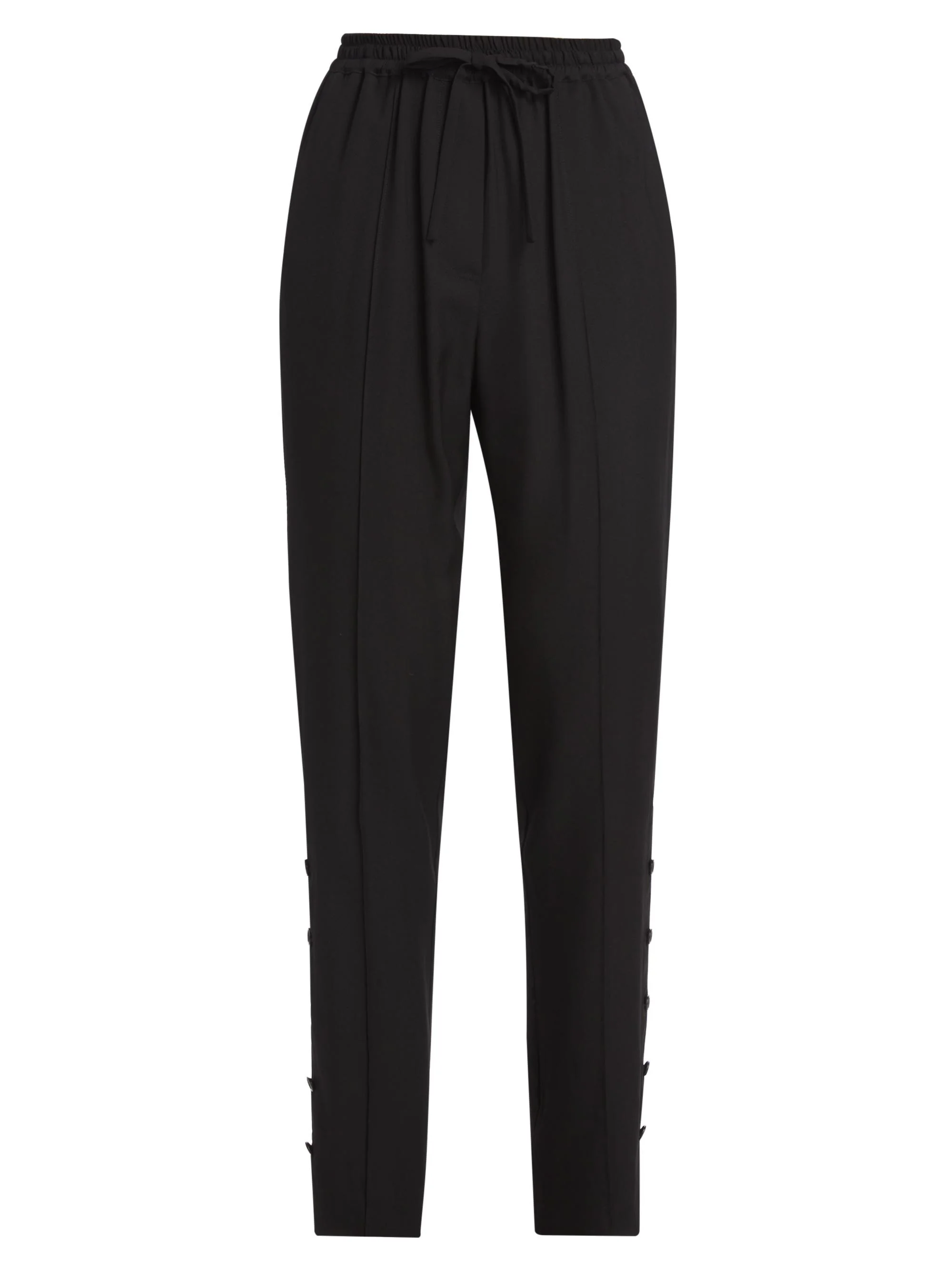 Women's Button-Vent Oversized Pants - Black - 1