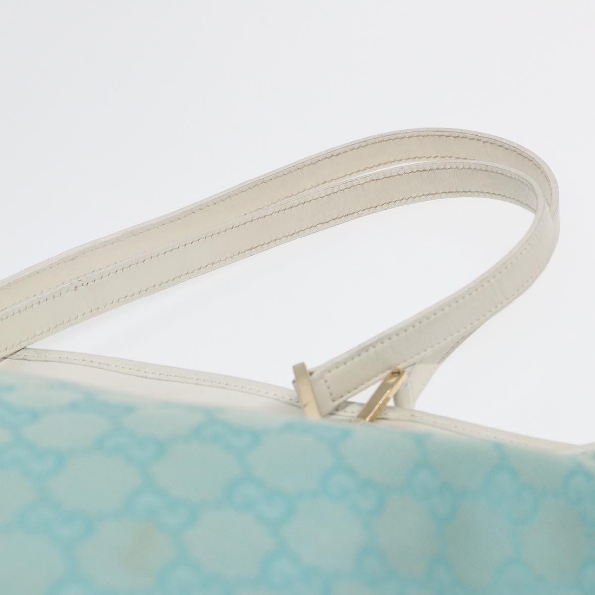 GUCCI GG Canvas Tote Bag Light Blue White Gold 002 002 - 8