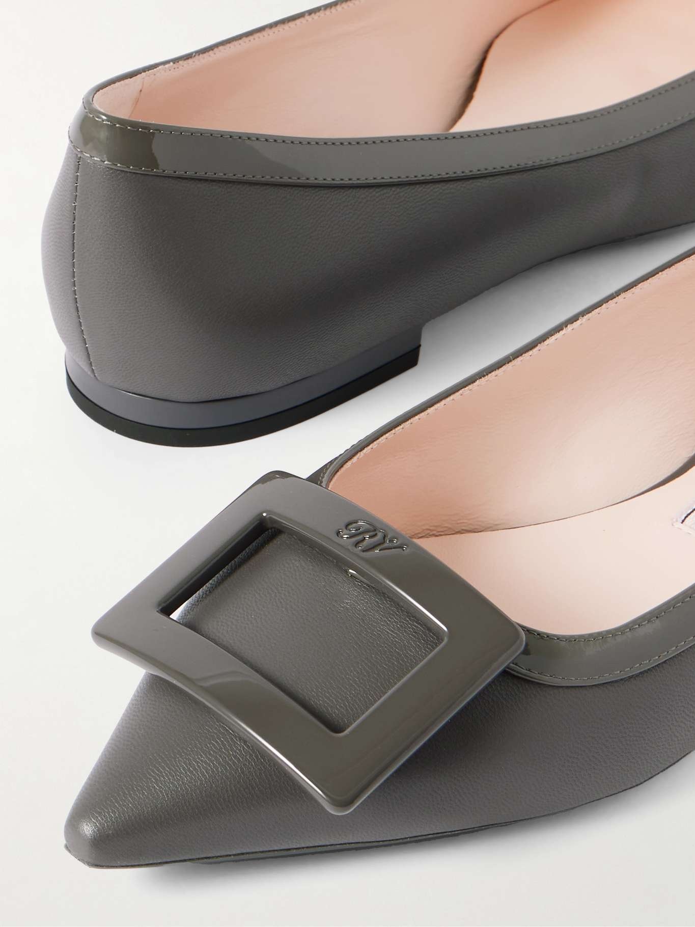 Gommettine buckled leather ballet flats Dark gray - 4