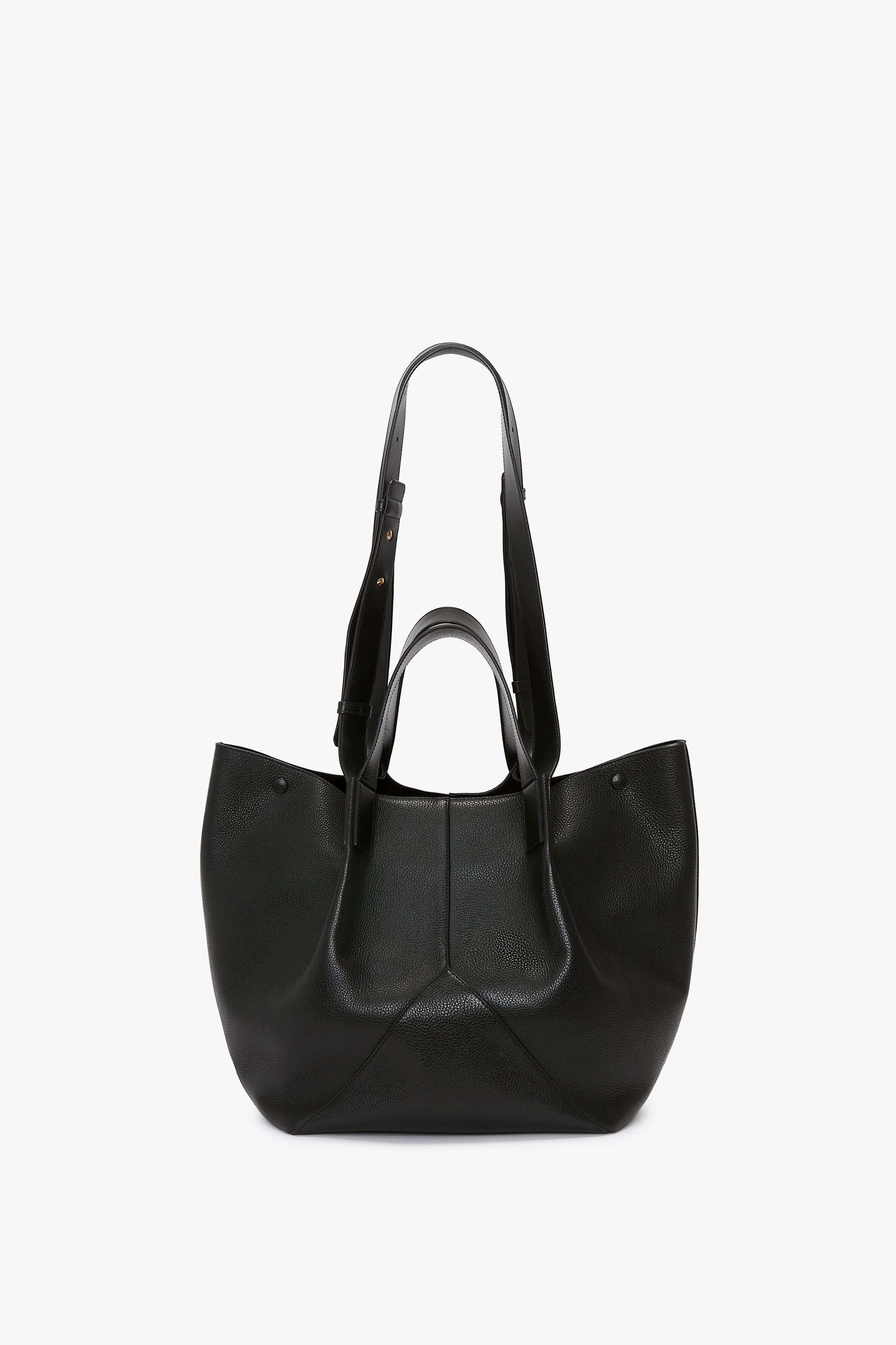 The Medium Tote In Black Leather - 5