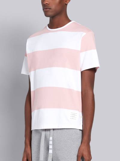 Thom Browne Pink Cotton Jersey Rugby Stripe Boxy Short Sleeve T-shirt outlook