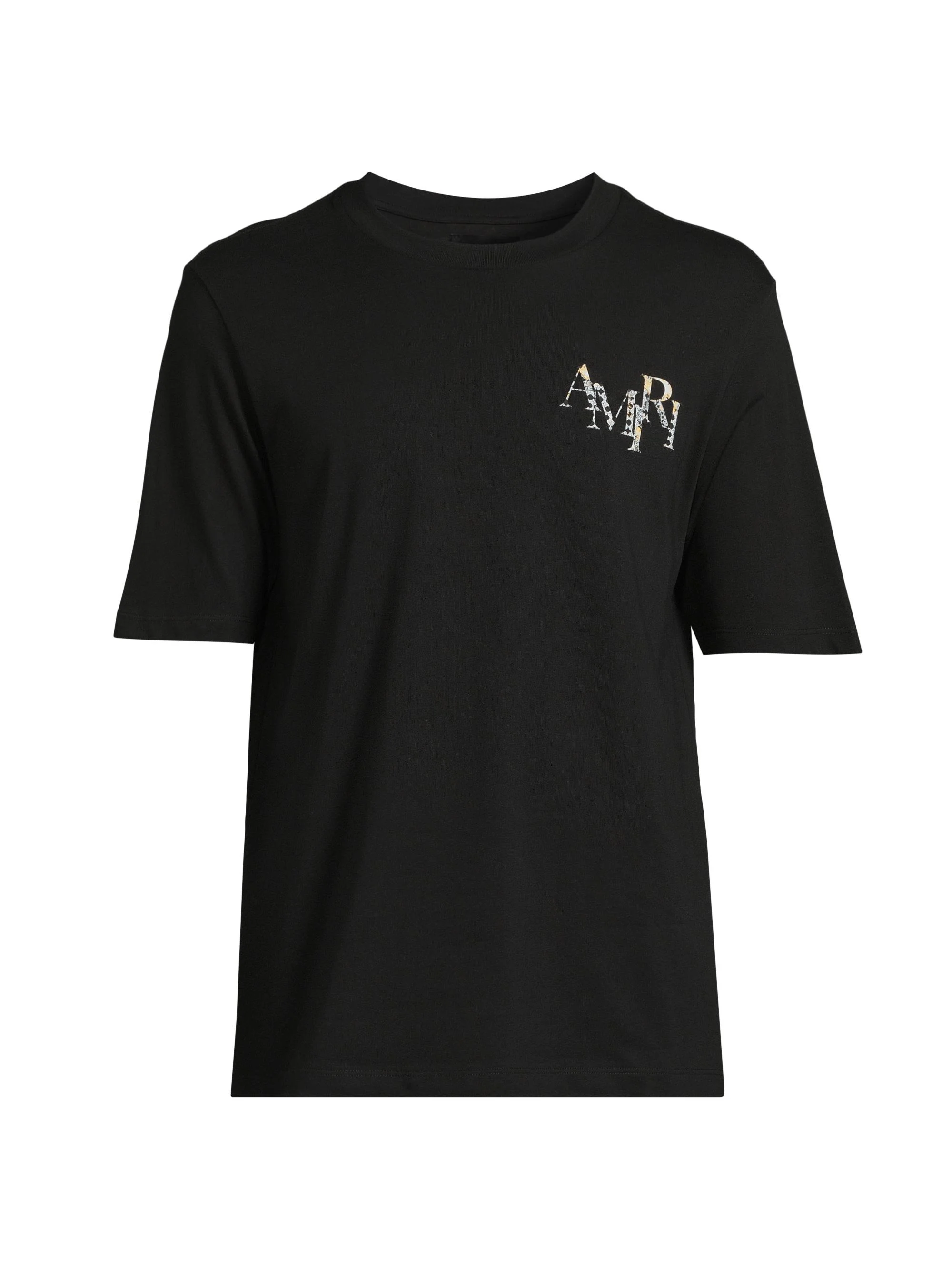 Men's Staggered Logo Cotton T-Shirt - Black - 1