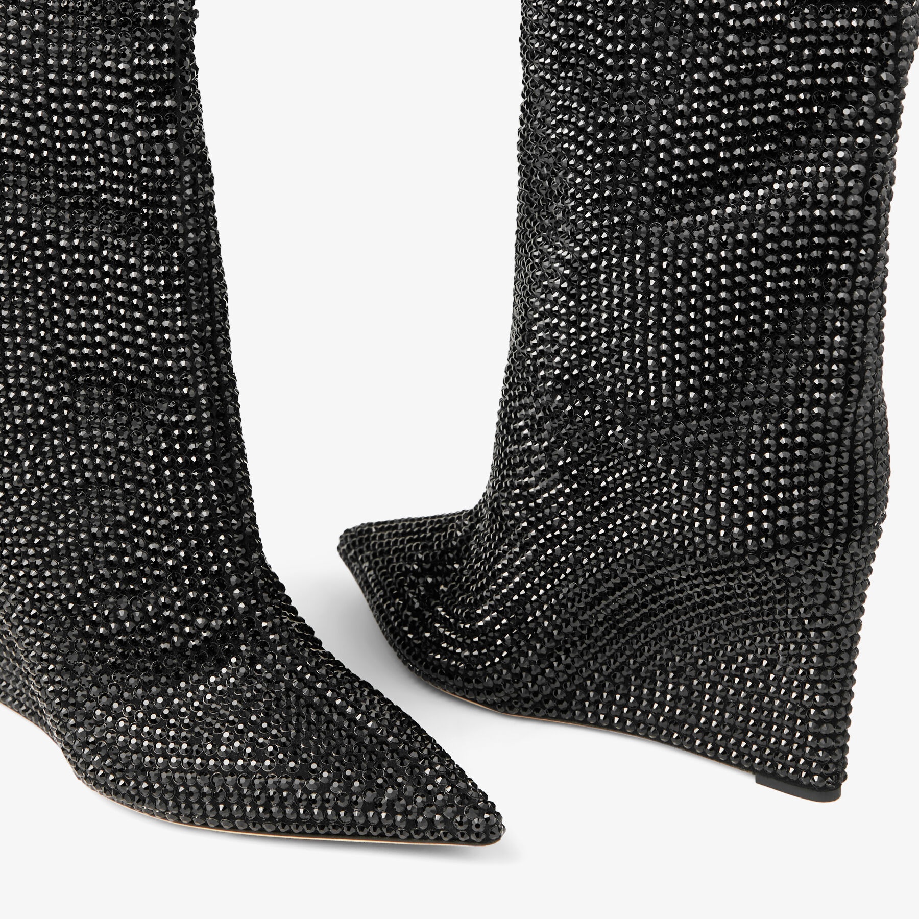 Blake Knee Boot 85
Black Suede Wedge Knee-High Boots with Honeybomb Crystals - 3