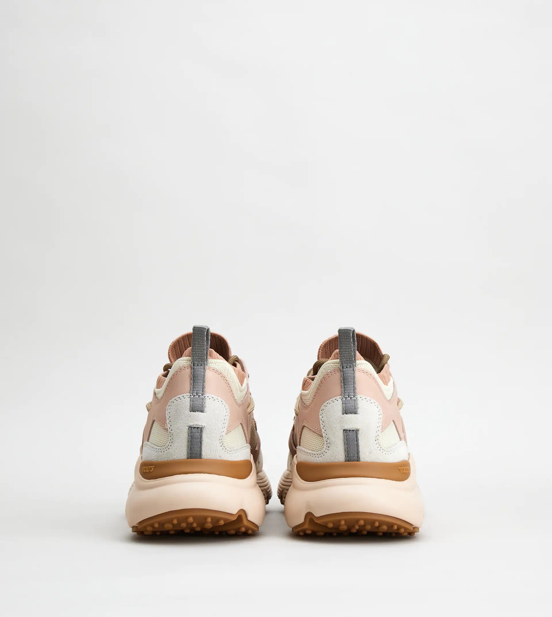 SNEAKERS IN LEATHER AND TECHNICAL FABRIC - PINK - 2