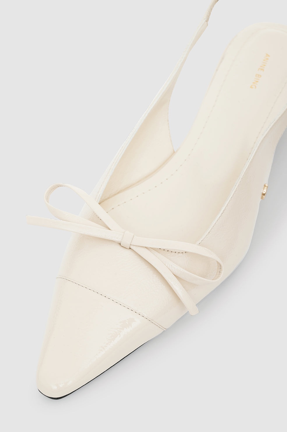 Zoey Slingback Heels - Bone Crinkled Patent - 5