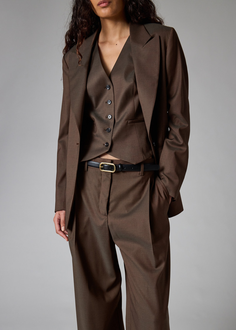 Women's Brown Tonic Wool Blazer with Button Back 5