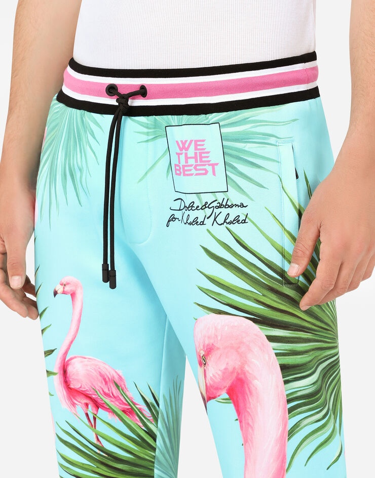 Jersey jogging pants with flamingo print - 8