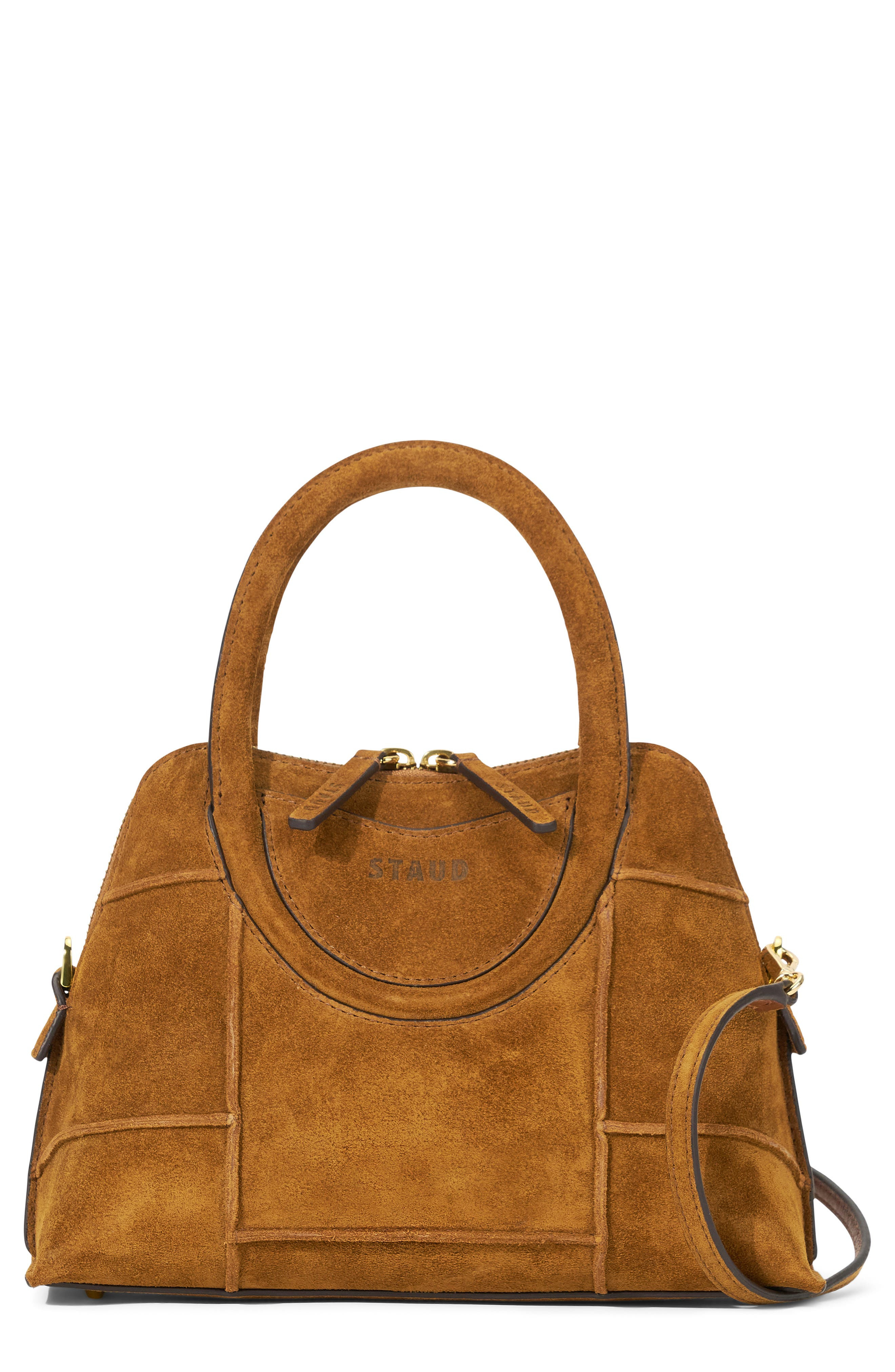 STAUD Mini Naomi Suede Satchel in Tan at Nordstrom - 1
