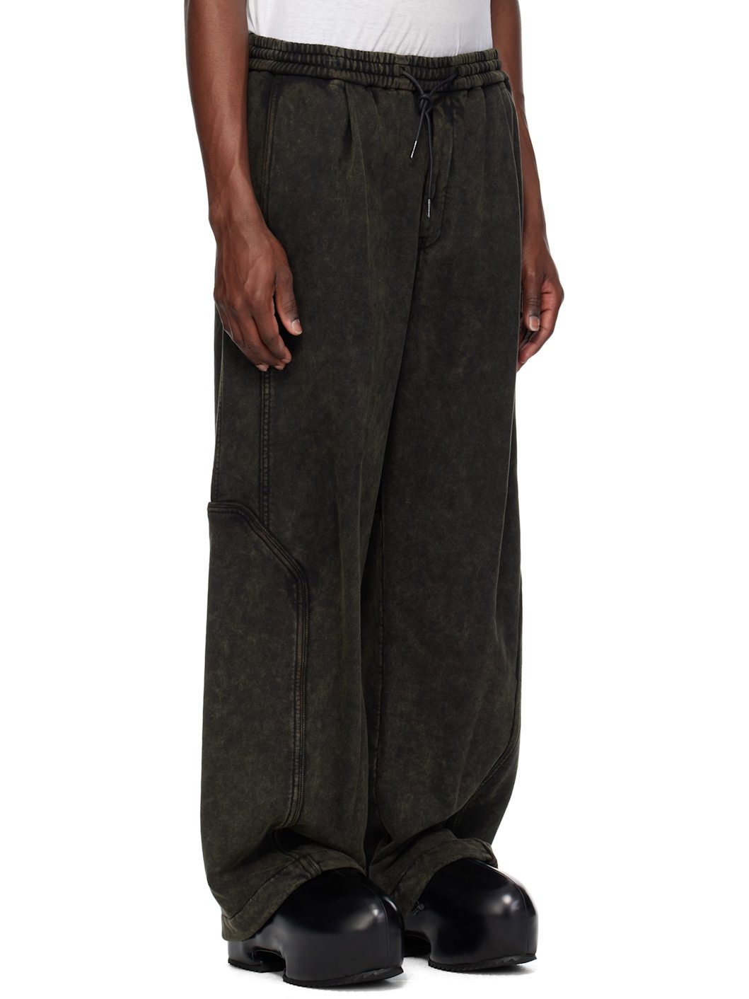 Juun. J Khaki Garment Dyed Wide Sweatpants - 2