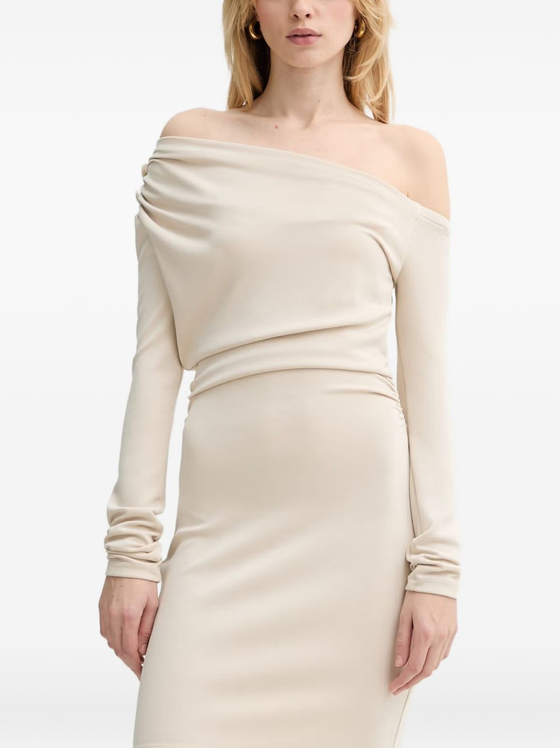 draped off-the-shoulder mini dress 1
