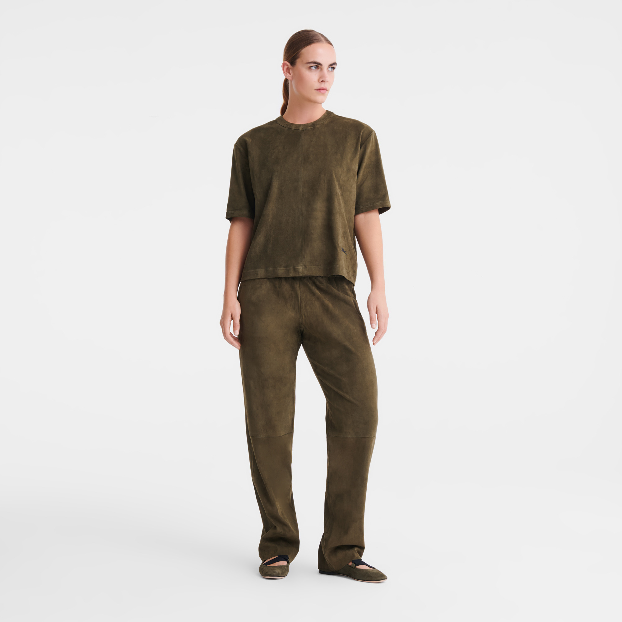 Short leather top Khaki - Leather - 2