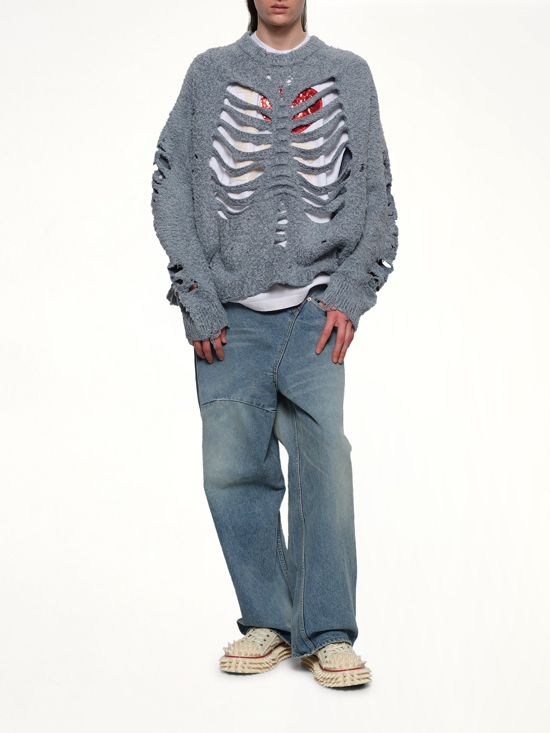 Ribcage Knit Pullover in Blue - 4