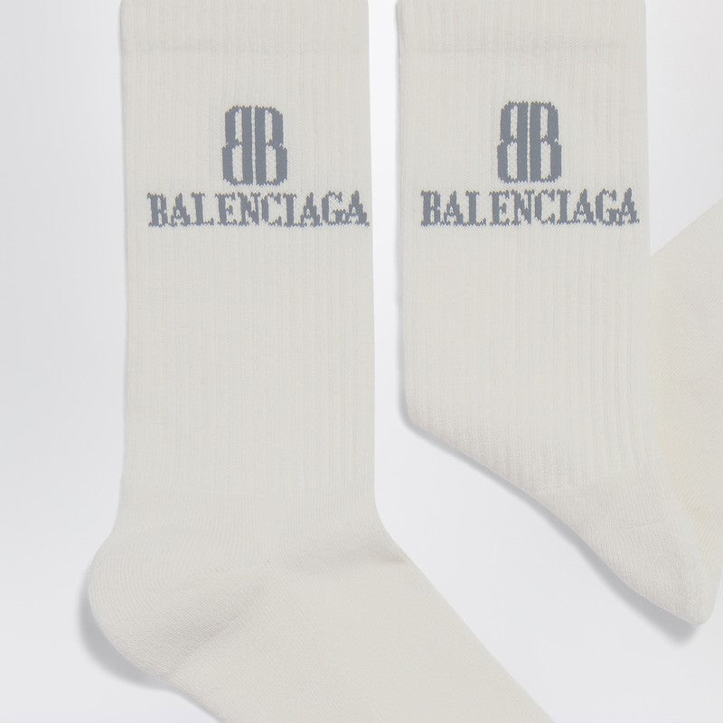 Balenciaga Nano Bb Socks In White Cotton Blend Men - 2
